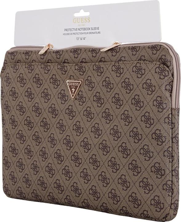 Actual product image Guess Bag Sleeve 14" 4G Zipper Pocket Triangle Logo brown (14")