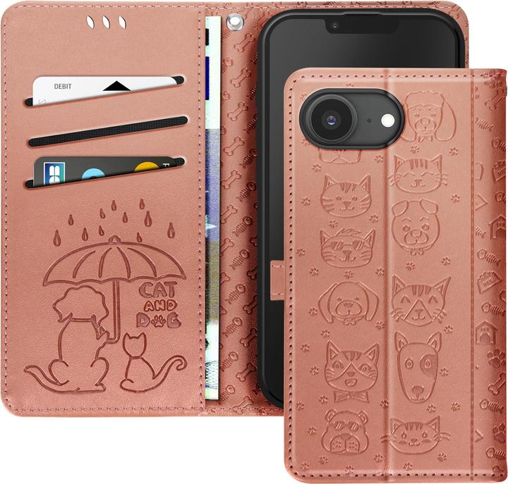 Produktbild Avizar Klapphülle für iPhone 16e Design Katze und Hund Portemonnaie (Apple iPhone 16e)
