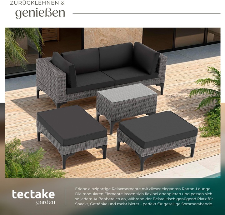 Immagine prodotto tectake Salottino in rattan con telaio in alluminio Bellaria