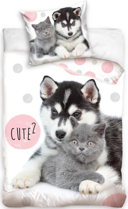 Actual product image MCU Hundehvalp og Kattekilling "Cute" Sengetøj 140 x 200, 100 procent bomuld