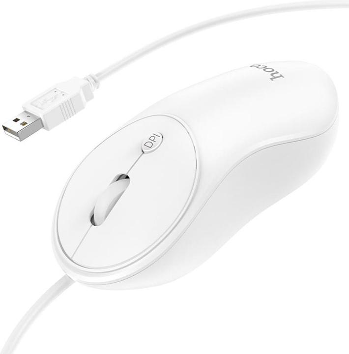 Actual product image Hoco - Wired Mouse Esteem (GM13) - USB Connection, 1000 / 1600 DPI, 4D Button - White (Cable)