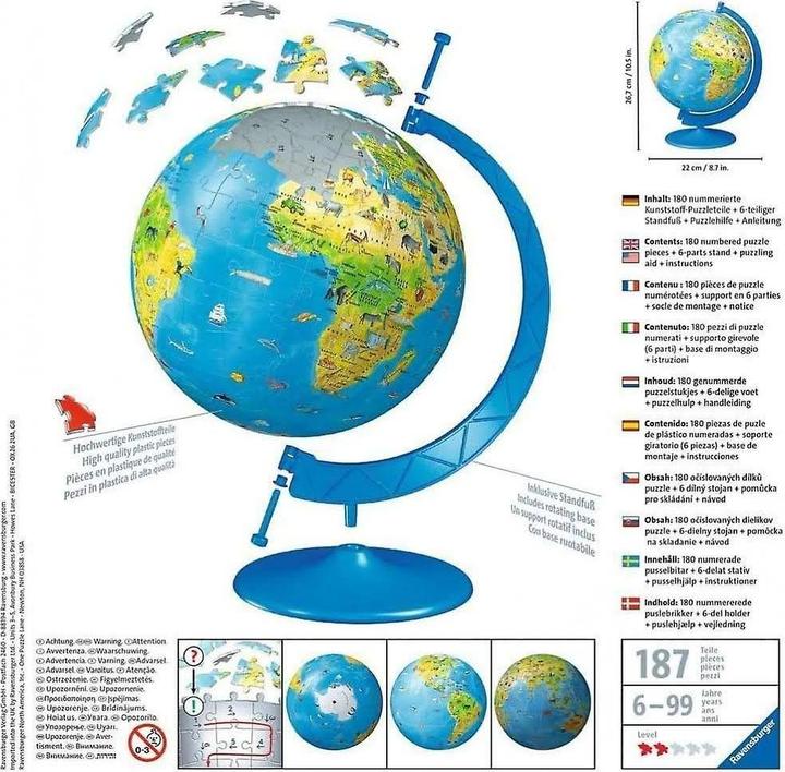 Immagine prodotto Ravensburger Globo 3D XXL per bambini (180 pezzi)