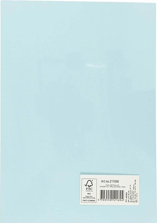 Actual product image Creativ Company Gekleurd cardboard Hemelsblauw A4, 20 vel (180 g/m², 20 x)