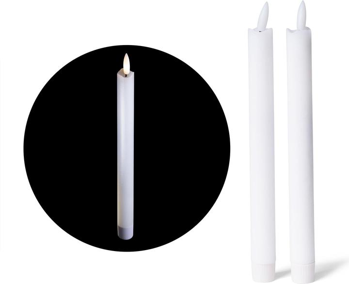 Produktbild Novaliv LED Stabkerze 2er indoor mit Timer Funktion - 6 Stunden - Weiss - 20cm Höhe für 2,2cm Durchmesser / (2 x)