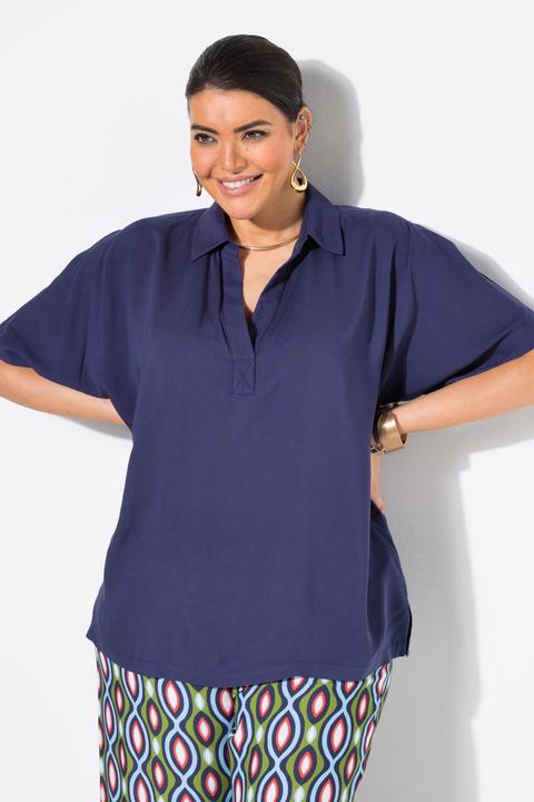 Immagine prodotto Ulla Popken Blusa dal taglio oversize con spacchetto sulle spalle, collo da camicia e mezze maniche (62)