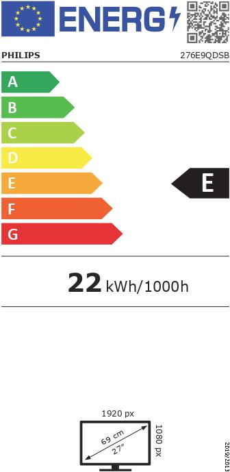 Energy Label Philips E-line 276E9QDSB (1920 x 1080 pixels, 27")