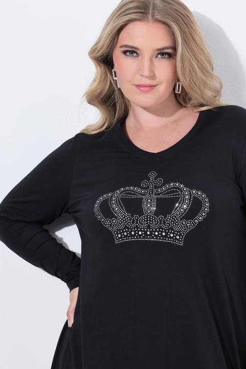 Actual product image Miamoda Langarmshirt, A-Linie, Glitzersteinchen-Krone, Zipfelsaum (50)