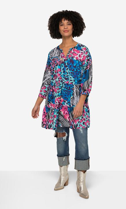Actual product image Angel of Style Colorful Leopard Pattern Tunic with 3/4 Sleeves and Tunic Neckline (52)