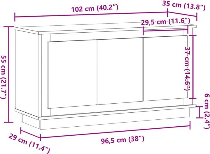 Produktbild vidaXL Sideboard Kommode Anrichte Beistellschrank Altholz-Optik Holzwerkstoff (102 x 35 x 55 cm)