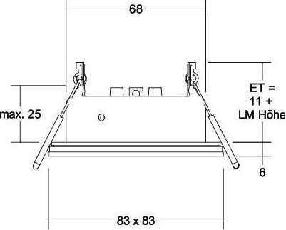 Actual product image Brumberg COVER-UP recessed downlight for MR16 LED module max. 14W, IP44, square, aluminium/deco glass