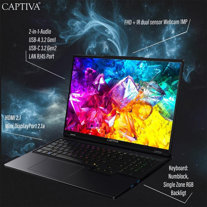 Produktbild Captiva Highend Gaming (16", AMD Ryzen 9 9955HX, 16 GB, 500 GB, DE)