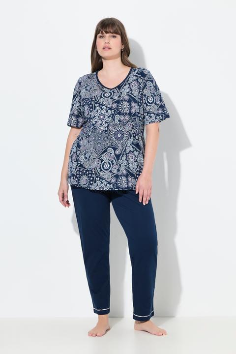 Image du produit Ulla Popken Pyjama à manches courtes et col en V, poches (42, 44)