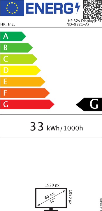 Energie-Label HP 32s (1920 x 1080 Pixel, 31.50")