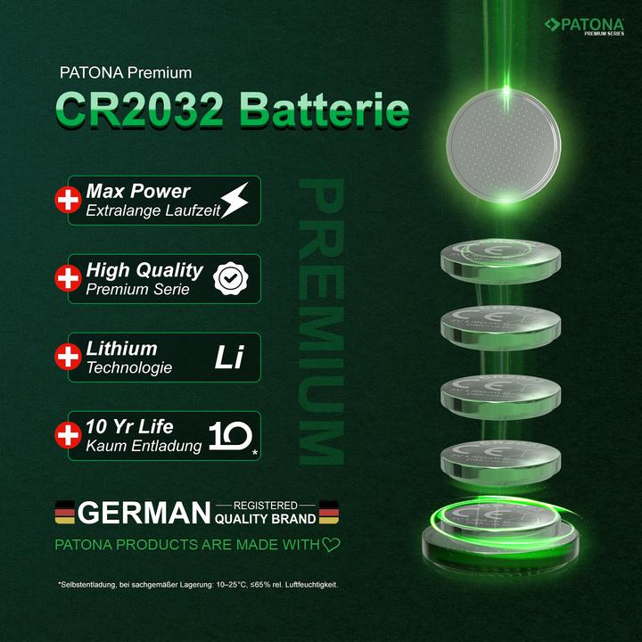 Produktbild Patona Batteries Replacement Lithium 3V CR2032 10Pack (10 Stk., CR2032, 240 mAh)