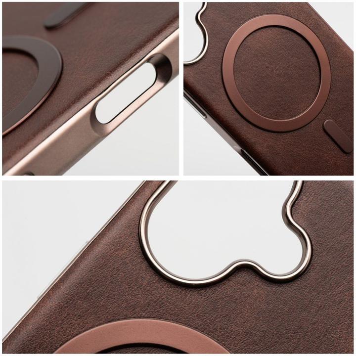 Actual product image OEM Back panel cover GENTLEMAN MAG COVER Case compatible with MagSafe for IPHONE 15 brown (Apple iPhone 15)