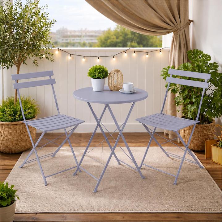 Produktbild HTI-Living Gartenstuhl 2er-Set Basil Metall Grau