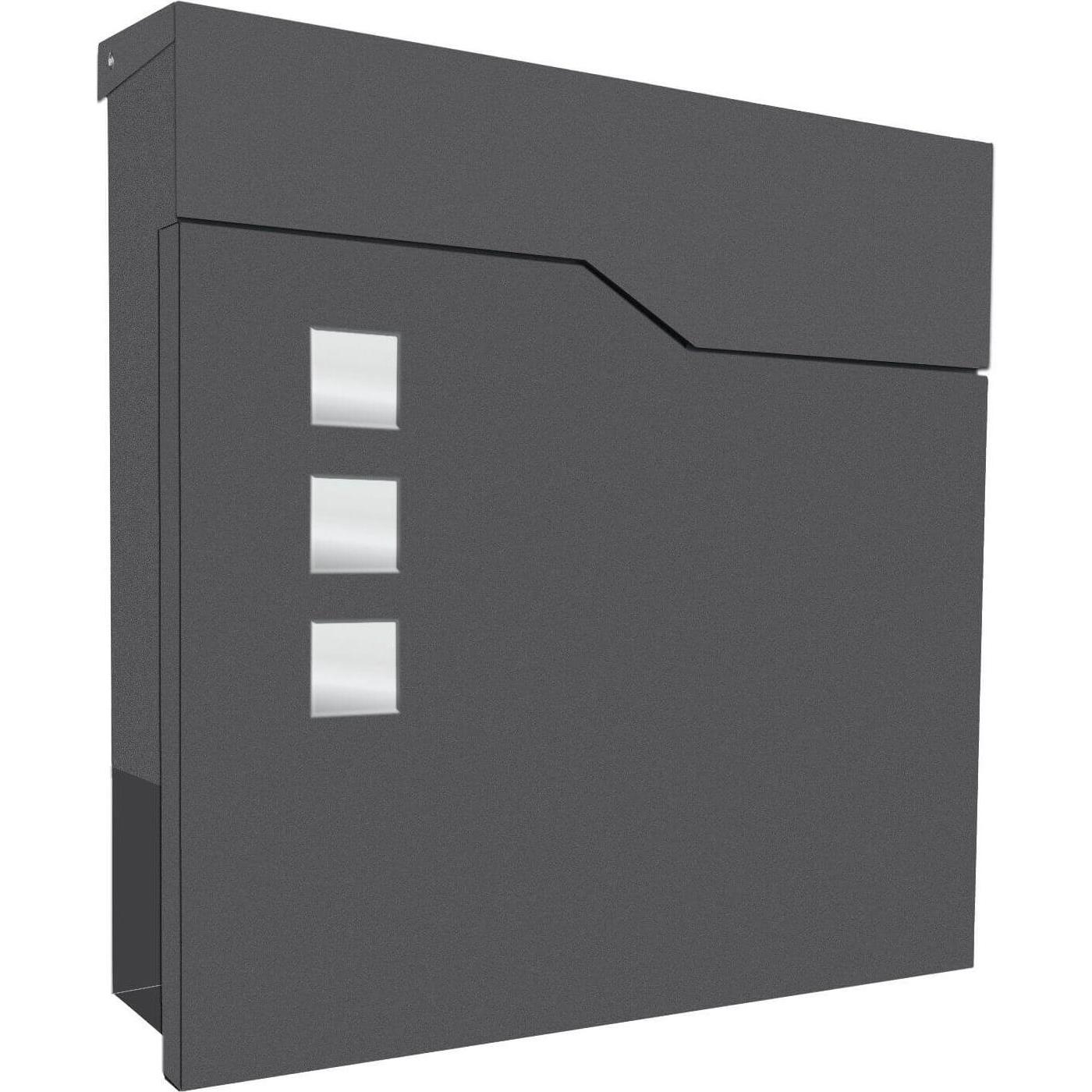 LCD, Briefkasten, Briefkasten AP 1f VA gr m.Zeitungsf Mit Zeitungsfach 370x375x105mm