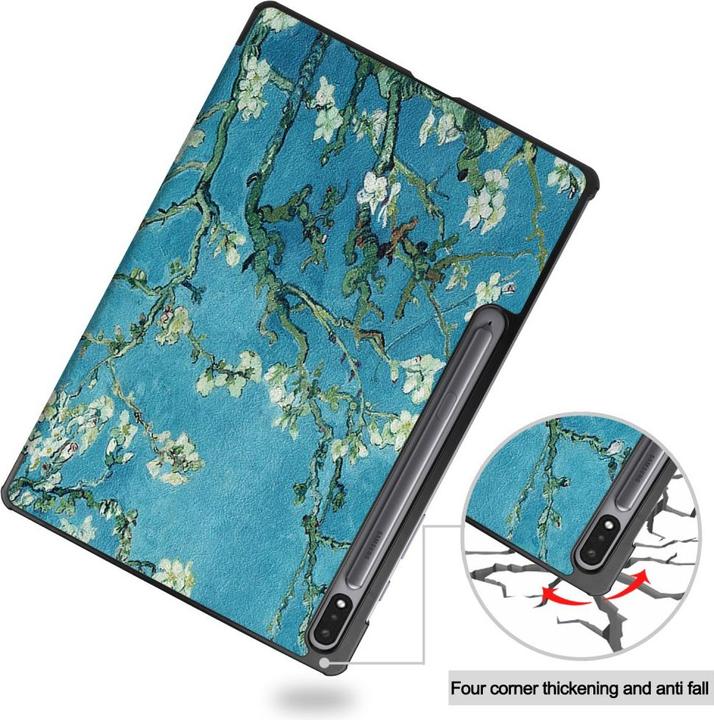 Actual product image Cover-Discount Galaxy Tab S7+ (12.4) - Tri-fold Smart Case Flowers (Galaxy Tab S7 FE)