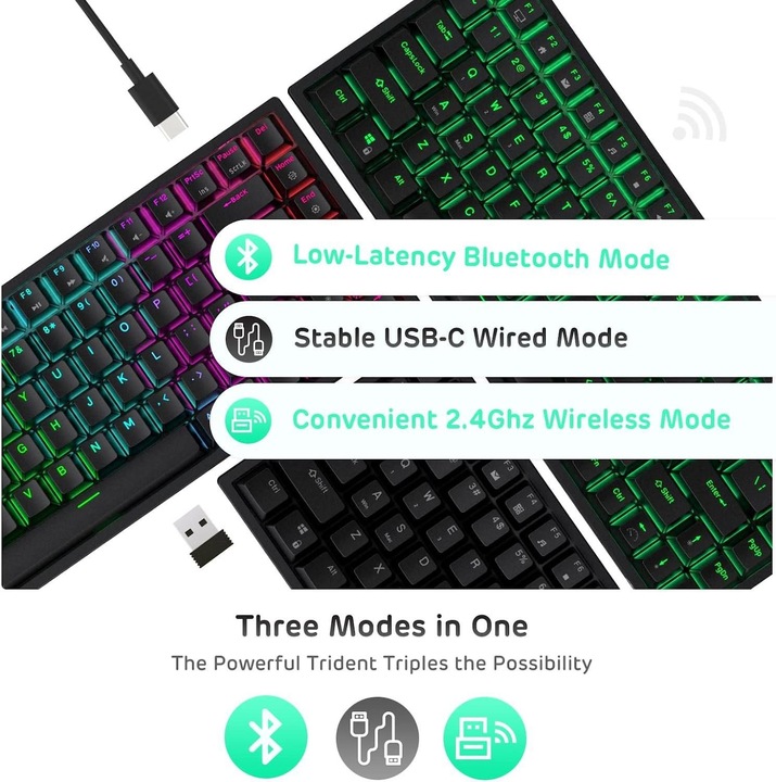 Actual product image Royal Kludge RK84 (US, Cable, Wireless)