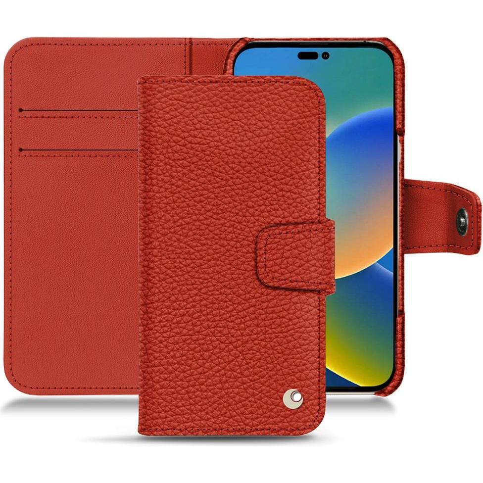 Noreve Lederschutzhülle Wallet (Apple iPhone 14), Smartphone Hülle, Orange