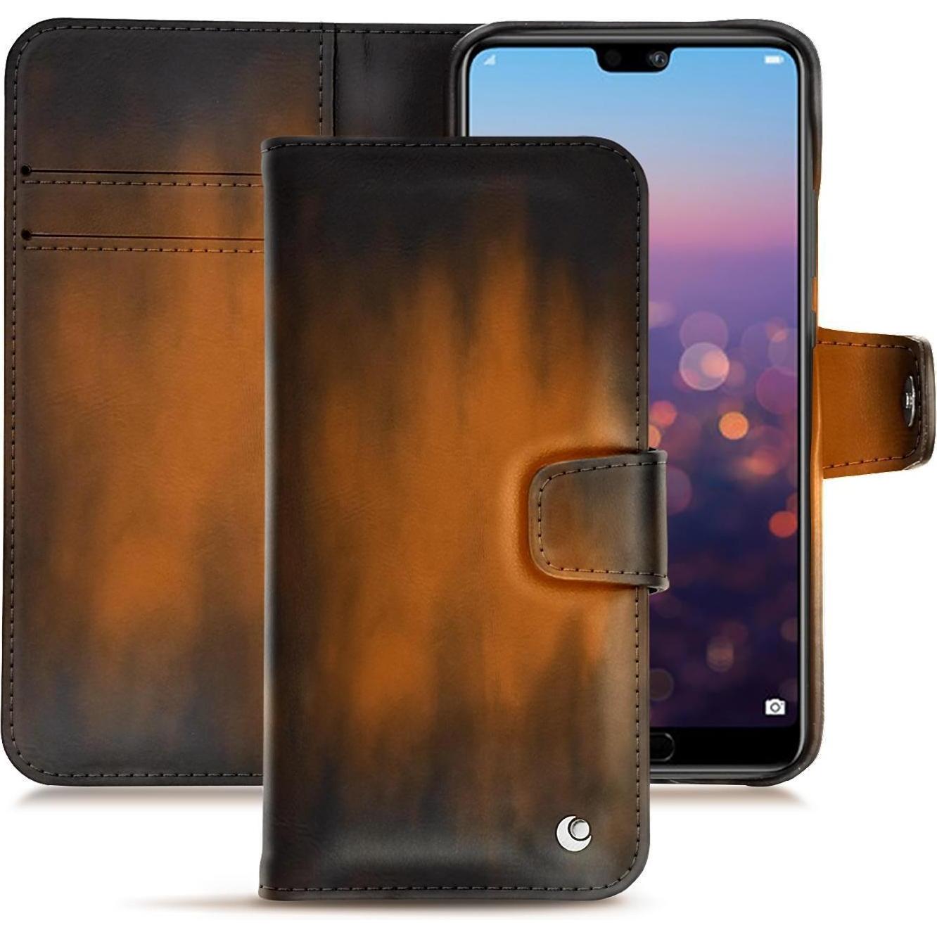 Noreve Lederschutzhülle Wallet (Huawei P20 Pro), Smartphone Hülle, Braun