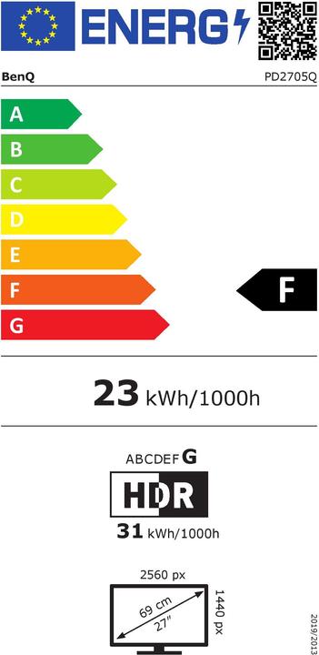 Energie-Label BenQ PD2705Q (2560 x 1440 Pixel, 27")