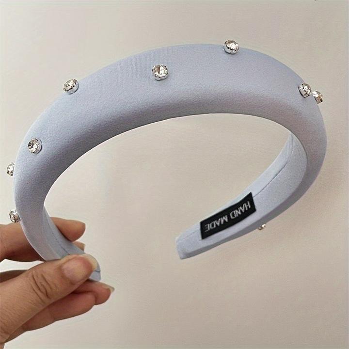 Activity Board Elegant Rhinestone-Embellished Polyester Headband - Cute Solid Color Hairband for Dress Up, Single