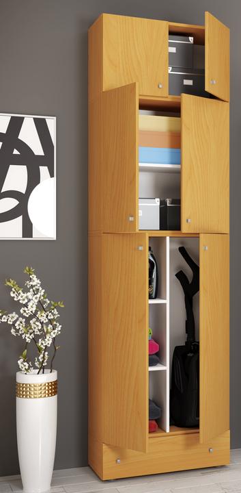 Image du produit VCM Holz Besen Putzschrank Lona mit Drehtüren Schublade Aufsatz (70 x 39 cm)