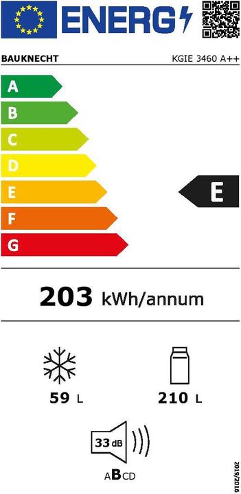 Energy Label Bauknecht Kgie 3460 (269 l)