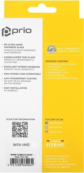 Produktbild prio 3D Panzerglas (1 Stück, Apple iPhone 13 mini)