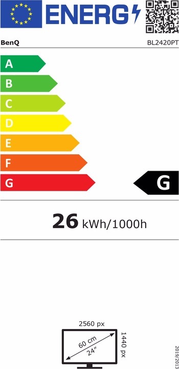 Energielabel BenQ Bl2420pt (2560 x 1440 pixels, 24")