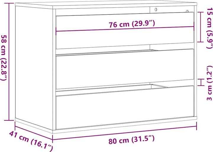 Immagine prodotto VidaXL Cassettiera (80 x 41 x 58 cm)