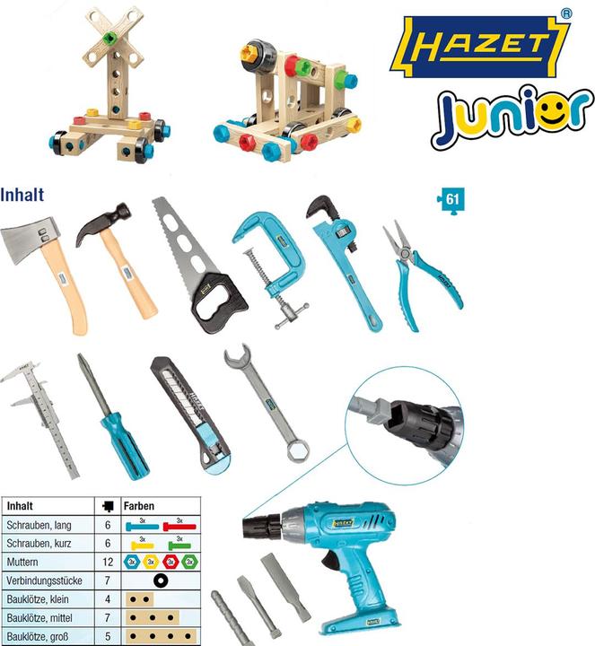 Actual product image HAZET Toy tool set JUNIORTOOL1 ∙ Number of tools: 61