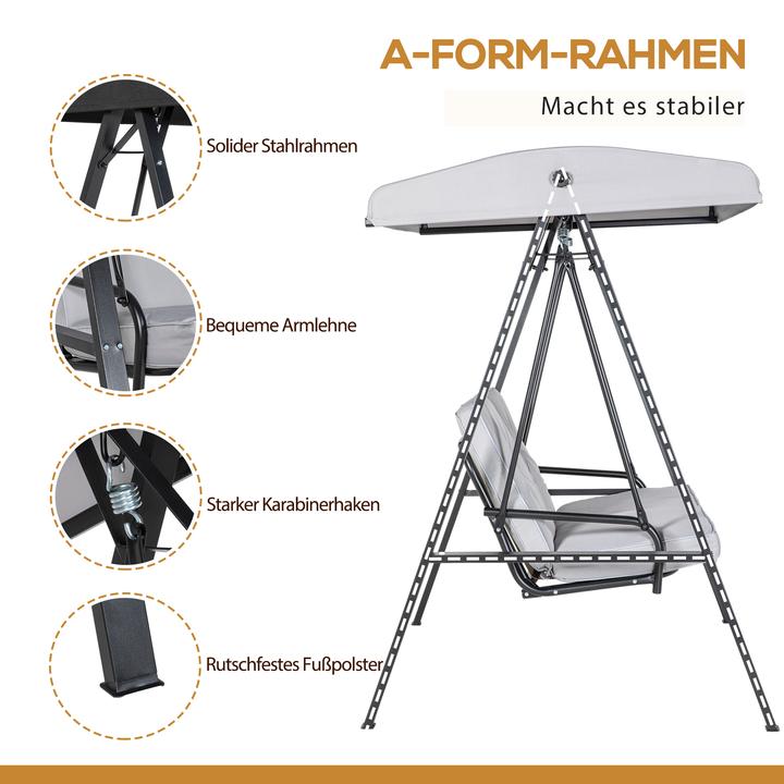 Immagine prodotto Outsunny Hollywoodschaukel Stahl, Polyester Grau