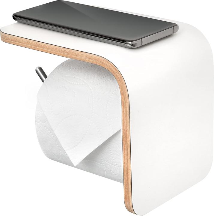 Actual product image Well Care Toilet roll holder wood white with shelf