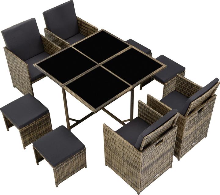 Actual product image tectake Rattan garden furniture set Bilbao 4+4+1 with protective cover, variant 2