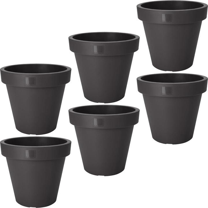 Actual product image ProGarden Blumentopf rund, Pflanztopf aus 100% recyclebarem Kunststoff, Ø 25 cm, 6er-Set
