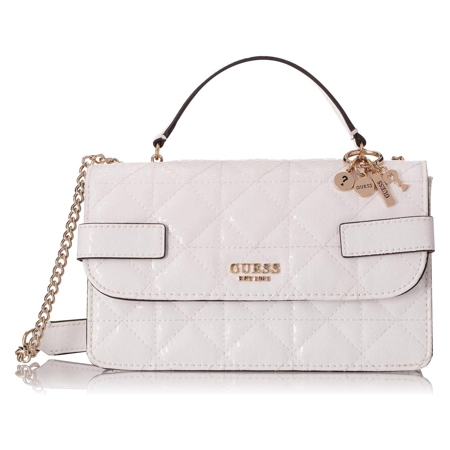 Guess, Vrouwen, Handtas, Malia, Synthetic Leather, Textile Bag, White, GG848821, For Women, 2, Wit