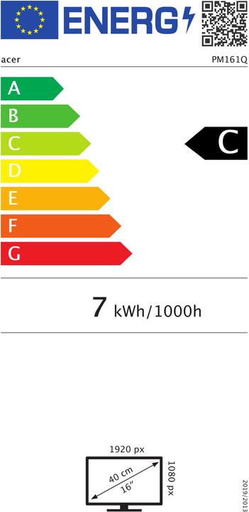 Energie-Label Acer PM161Qbu (1920 x 1080 Pixel, 15.60")