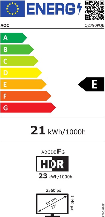 Energielabel AOC Q2790PQE (2560 x 1440 pixels, 27")