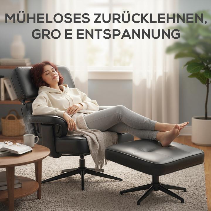 Produktbild Homcom Relaxsessel Kunstleder, Metall Schwarz