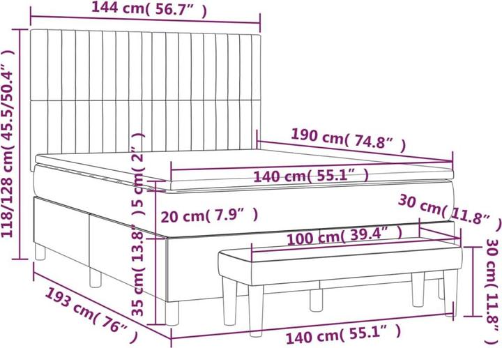 Actual product image vidaXL Boxspringbett (140 x 190 cm)