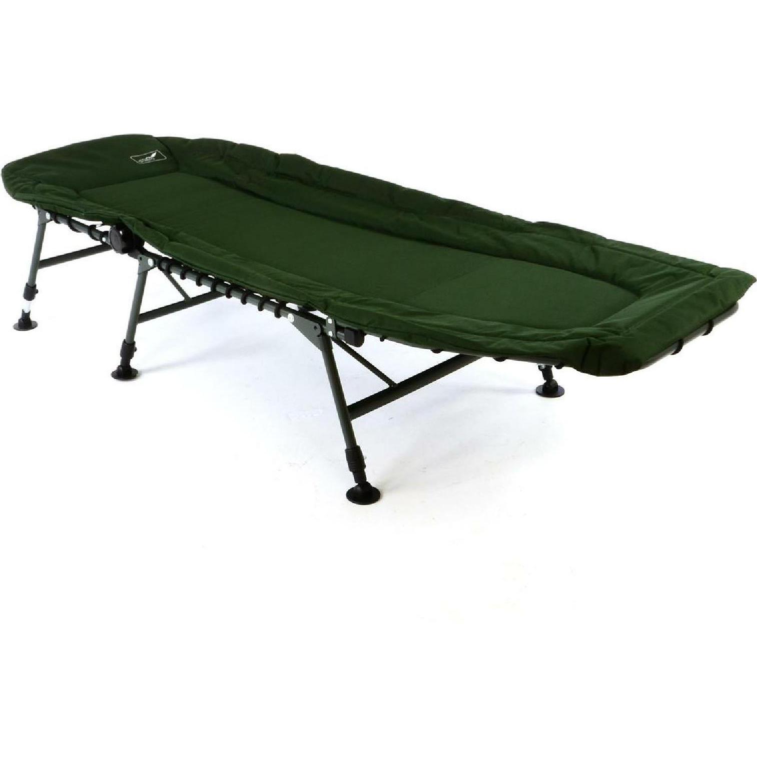 VCM, Liegestuhl, Profi Karpfenliege Campingliege mit 6 Schlammfüssen Angelliege Grün Oliv (200 cm)