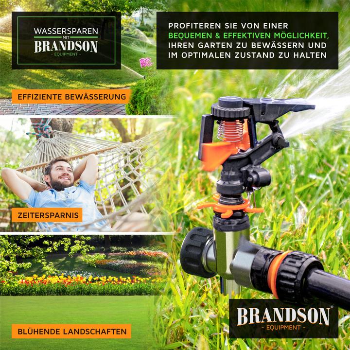 Immagine prodotto Brandson Irrigatore circolare, irrigatore a intervalli, irrigatore a impulsi a 360°, irrigatore per prato (Irrigatori ad impulso, circolari e a settori)