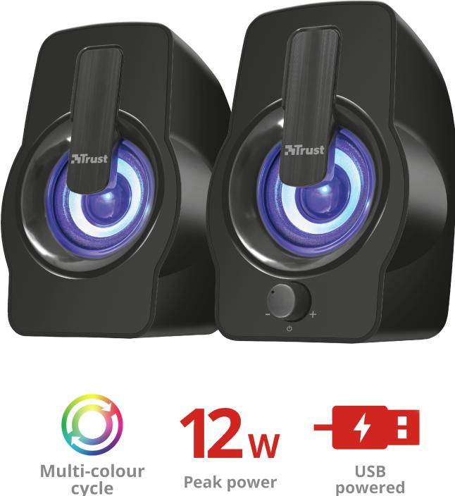 Actual product image Trust Speaker||Gemi RGB|PMPO 12 Watt|1xAudio-In|Black|22948