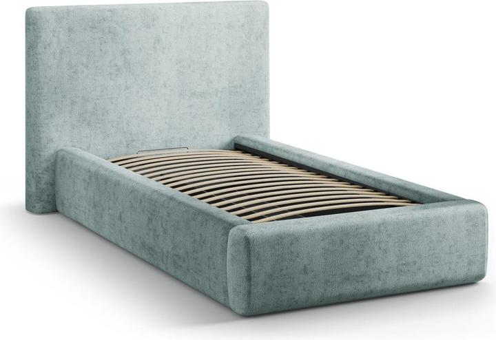 Actual product image Micadoni Storage Bed With Headboard, "Amy", Light Blue, 220x130x95 Made in Europe (90 x 200 cm)
