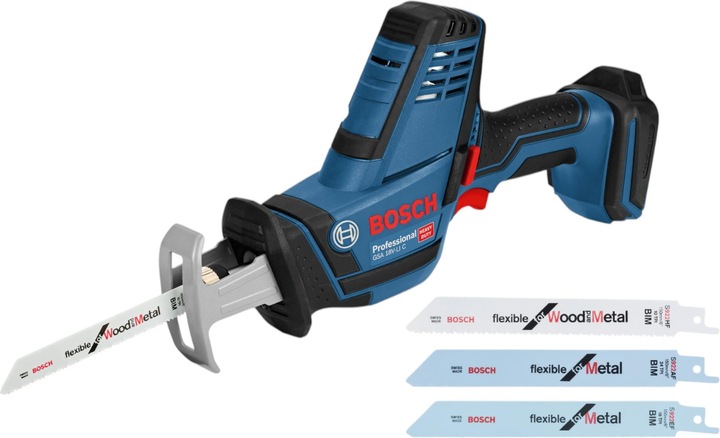 Cardboard box, Flexible for Metal, 1x S 922 AF reciprocating saw blade, 2x reciprocating saw blade S 922 HF, Flexible for Wood + Metal, Cordless reciprocating saw GSA 18 V-LI C, 1x S 922 EF reciprocating saw blade