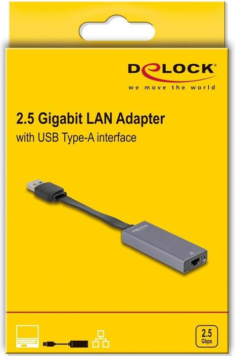 Produktbild Delock USB Typ-A Adapter zu 2,5 Gigabit LAN slim (USB, RJ45 2.5 Gigabit Ethernet (1x))