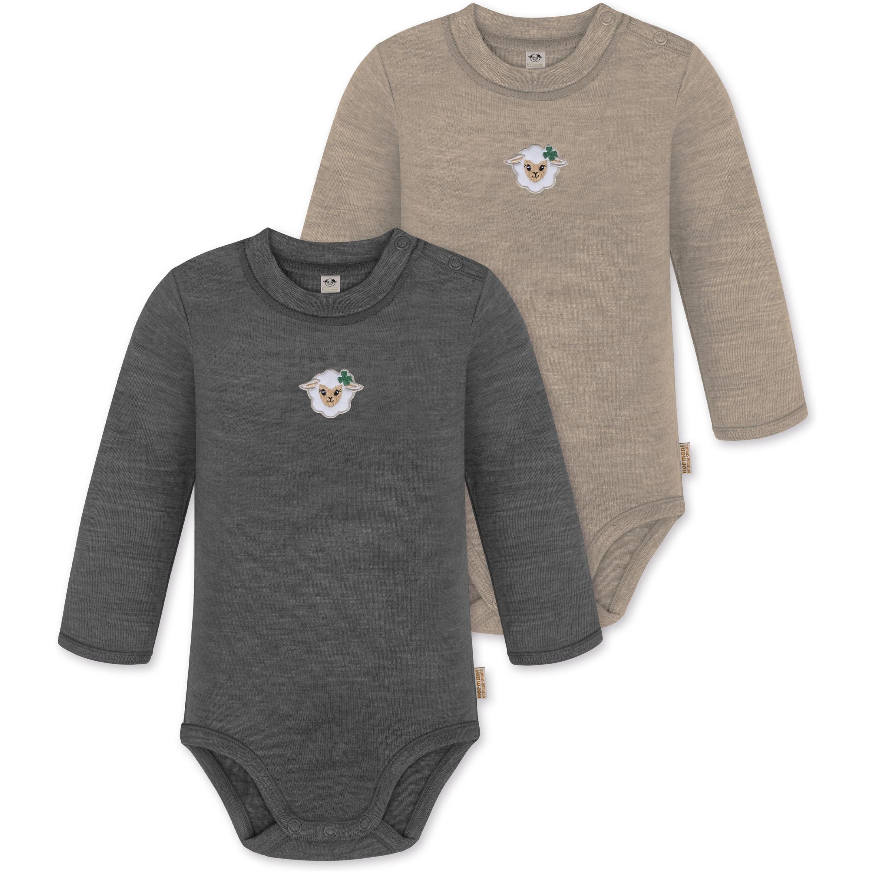 Thumbnail - Normani, Herren, Body, 2er Pack Baby Merino Langarmbody „Tuai" - 9401, Beige, (56)