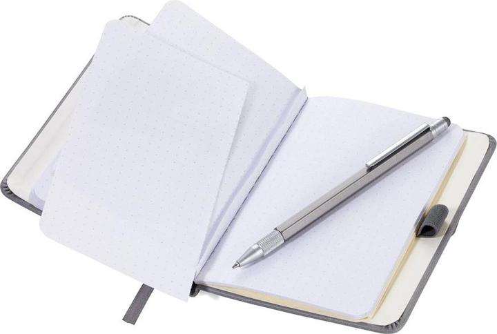Produktbild Troika SLIMPAD A6 Notizblock inkl. Kugelschreiber SLIM, Elastikband matt schwarz/grau (A6, Speziallineatur)